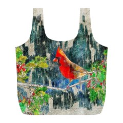 Texture Art Decoration Abstract Bird Nature Full Print Recycle Bag (L)