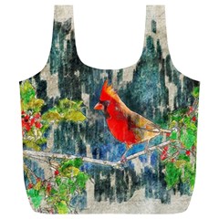 Texture Art Decoration Abstract Bird Nature Full Print Recycle Bag (XL)