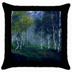 Birch Forest Nature Landscape Throw Pillow Case (black) by Pakrebo