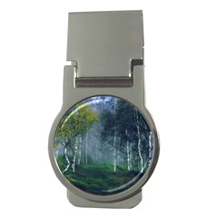 Birch Forest Nature Landscape Money Clips (round)  by Pakrebo