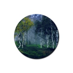 Birch Forest Nature Landscape Rubber Coaster (round)  by Pakrebo