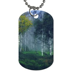 Birch Forest Nature Landscape Dog Tag (two Sides) by Pakrebo