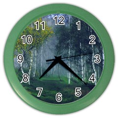 Birch Forest Nature Landscape Color Wall Clock by Pakrebo