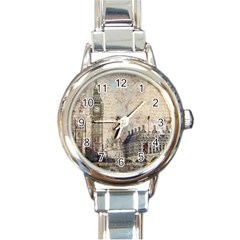 London Westminster Bridge Building Round Italian Charm Watch by Pakrebo