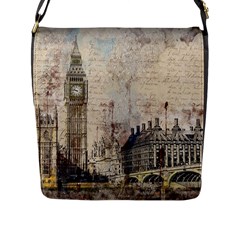 London Westminster Bridge Building Flap Closure Messenger Bag (l) by Pakrebo