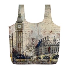 London Westminster Bridge Building Full Print Recycle Bag (l) by Pakrebo