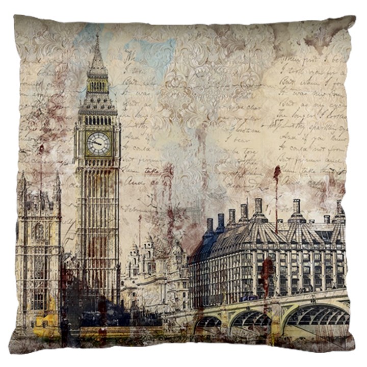 London Westminster Bridge Building Large Flano Cushion Case (One Side)