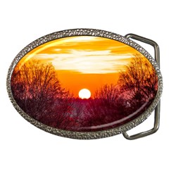 Sun Evening Sunset Sky Landscape Belt Buckles by Pakrebo