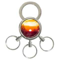 Sun Evening Sunset Sky Landscape 3-ring Key Chain by Pakrebo