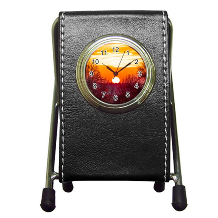 Sun Evening Sunset Sky Landscape Pen Holder Desk Clock