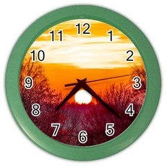 Sun Evening Sunset Sky Landscape Color Wall Clock by Pakrebo