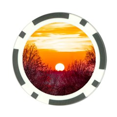 Sun Evening Sunset Sky Landscape Poker Chip Card Guard by Pakrebo