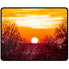 Sun Evening Sunset Sky Landscape Fleece Blanket (medium)  by Pakrebo