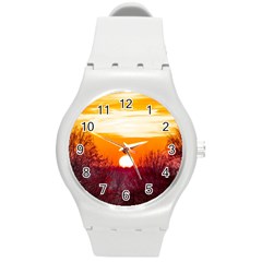 Sun Evening Sunset Sky Landscape Round Plastic Sport Watch (m) by Pakrebo