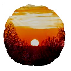 Sun Evening Sunset Sky Landscape Large 18  Premium Round Cushions by Pakrebo