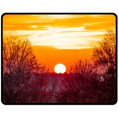 Sun Evening Sunset Sky Landscape Double Sided Fleece Blanket (medium)  by Pakrebo