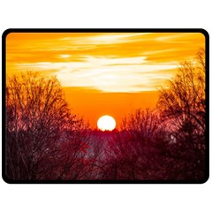 Sun Evening Sunset Sky Landscape Double Sided Fleece Blanket (large)  by Pakrebo