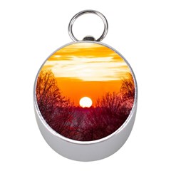 Sun Evening Sunset Sky Landscape Mini Silver Compasses by Pakrebo