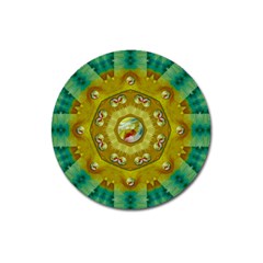 Mandala In Peace And Feathers Magnet 3  (round) by pepitasart