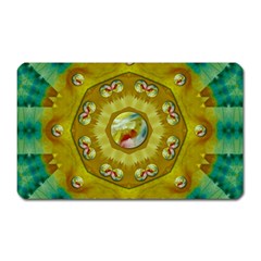 Mandala In Peace And Feathers Magnet (rectangular) by pepitasart