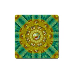 Mandala In Peace And Feathers Square Magnet by pepitasart