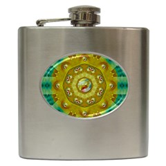 Mandala In Peace And Feathers Hip Flask (6 Oz) by pepitasart