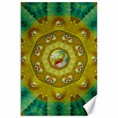 Mandala In Peace And Feathers Canvas 24  X 36  by pepitasart