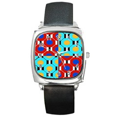 Octagon Red Square Metal Watch