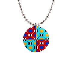 Octagon Red 1  Button Necklace