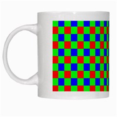 Check Pattern Red, Green, Blue White Mugs