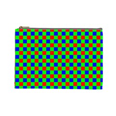 Check Pattern Red, Green, Blue Cosmetic Bag (large) by ChastityWhiteRose