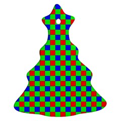 Check Pattern Red, Green, Blue Christmas Tree Ornament (two Sides)