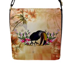 Funny Coutan With Flowers Flap Closure Messenger Bag (l) by FantasyWorld7