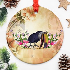 Funny Coutan With Flowers Ornament (round) by FantasyWorld7