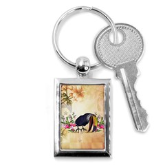 Funny Coutan With Flowers Key Chain (rectangle) by FantasyWorld7