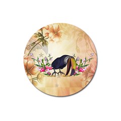 Funny Coutan With Flowers Magnet 3  (round) by FantasyWorld7