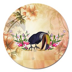 Funny Coutan With Flowers Magnet 5  (round) by FantasyWorld7