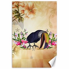 Funny Coutan With Flowers Canvas 24  X 36  by FantasyWorld7