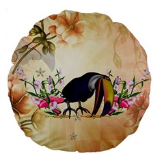 Funny Coutan With Flowers Large 18  Premium Round Cushions by FantasyWorld7