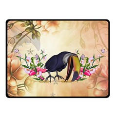 Funny Coutan With Flowers Double Sided Fleece Blanket (small)  by FantasyWorld7