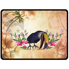 Funny Coutan With Flowers Double Sided Fleece Blanket (large)  by FantasyWorld7