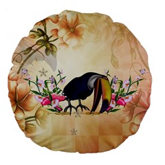 Funny Coutan With Flowers Large 18  Premium Flano Round Cushions by FantasyWorld7