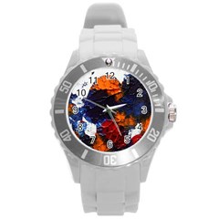 Falling Leaves Round Plastic Sport Watch (l) by WILLBIRDWELL