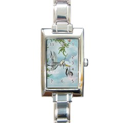 Funny Stork With Creepy Snake Baby Rectangle Italian Charm Watch by FantasyWorld7