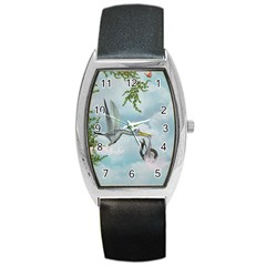 Funny Stork With Creepy Snake Baby Barrel Style Metal Watch by FantasyWorld7