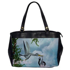 Funny Stork With Creepy Snake Baby Oversize Office Handbag by FantasyWorld7