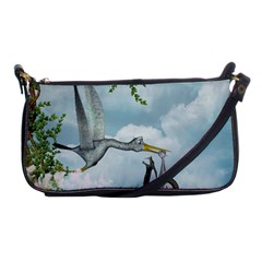 Funny Stork With Creepy Snake Baby Shoulder Clutch Bag by FantasyWorld7