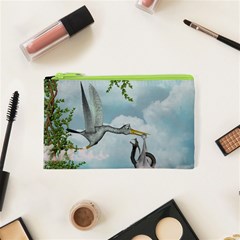 Funny Stork With Creepy Snake Baby Cosmetic Bag (xs) by FantasyWorld7