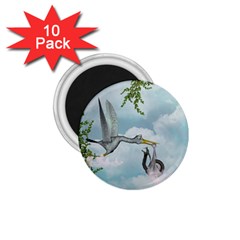 Funny Stork With Creepy Snake Baby 1 75  Magnets (10 Pack)  by FantasyWorld7