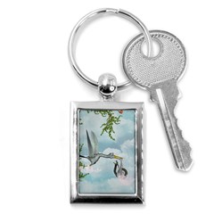 Funny Stork With Creepy Snake Baby Key Chain (rectangle) by FantasyWorld7